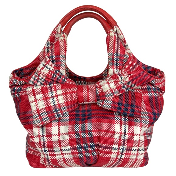 kate spade Handbags - Kate Spade Red White Blue Plaid Bow Front Tote